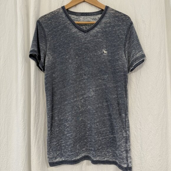 Vintage Abercrombie & Fitch Size S Muscle Fit T Shirt Distressed Tee Gray Blue - Picture 1 of 6